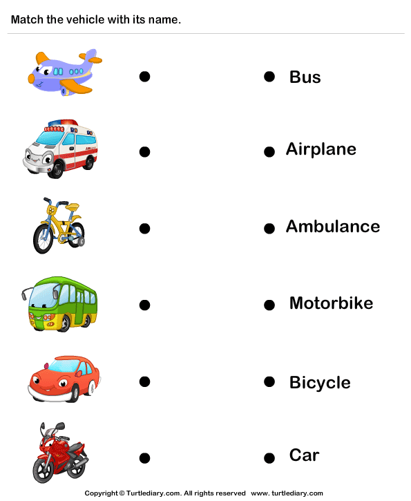 Vehicles Worksheets Kindergarten