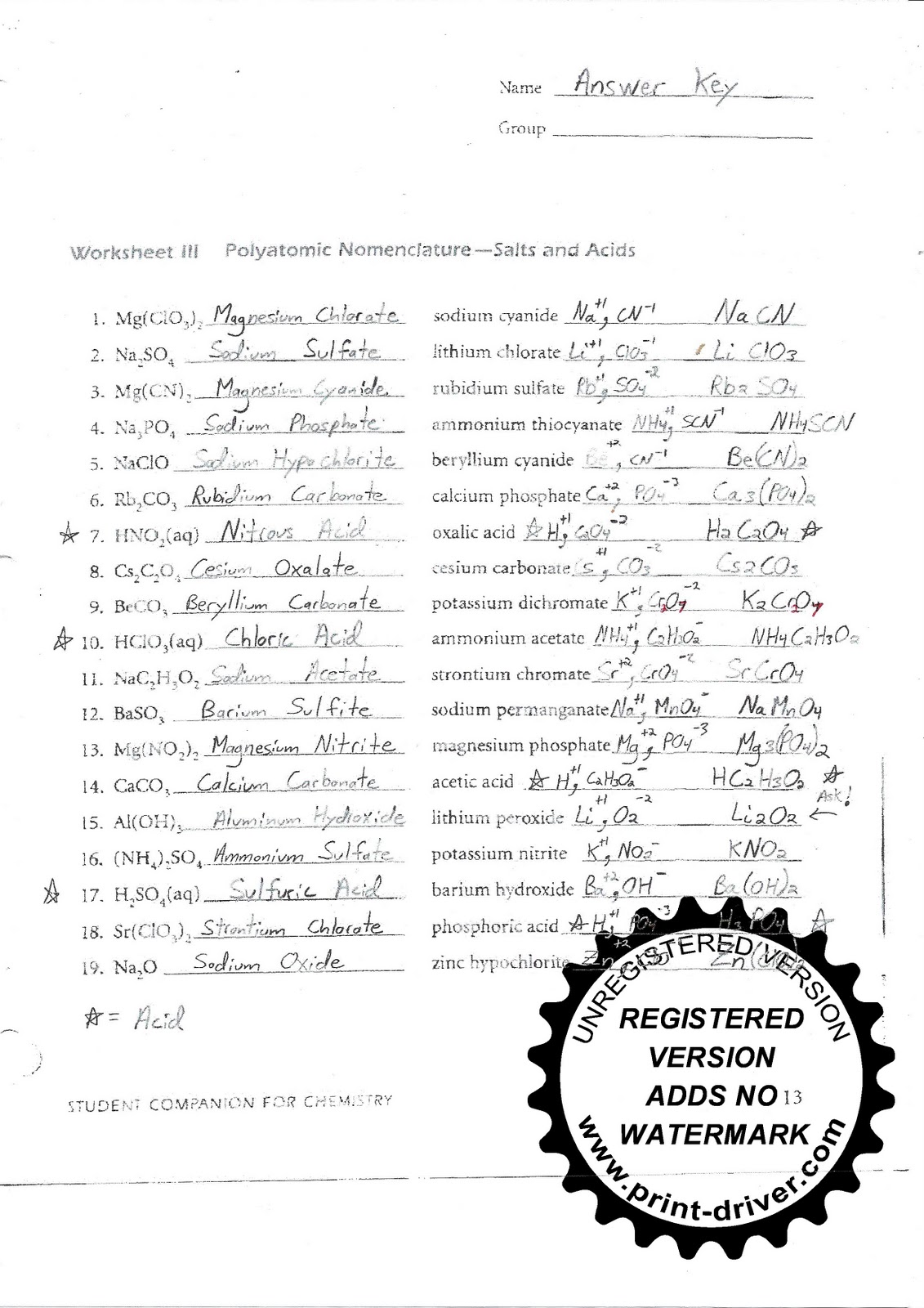 Naming Acids And Bases Worksheet Answers  2713994