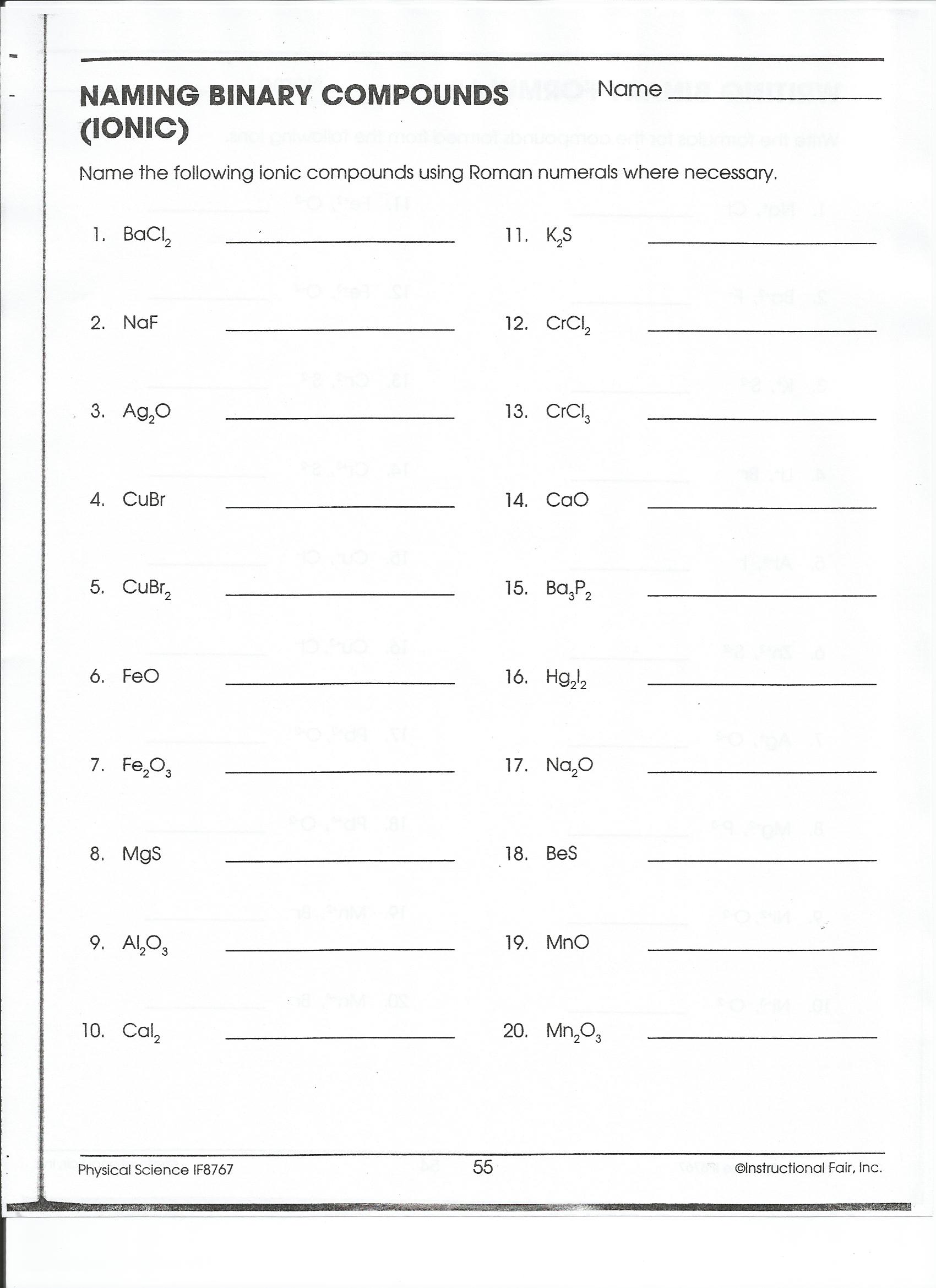 Naming Compounds Practice Worksheet Cleverwraps, Naming Ionic