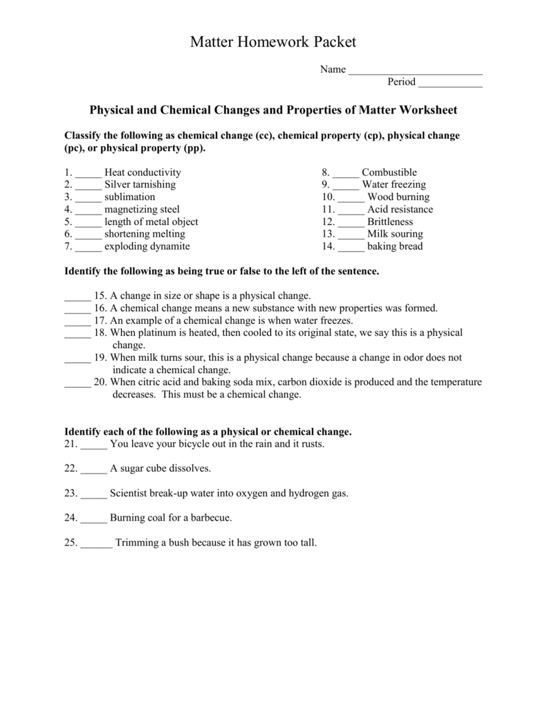 Physical And Chemical Properties Worksheet Worksheets For School Physical And Chemical Properties Worksheet Worksheets For School