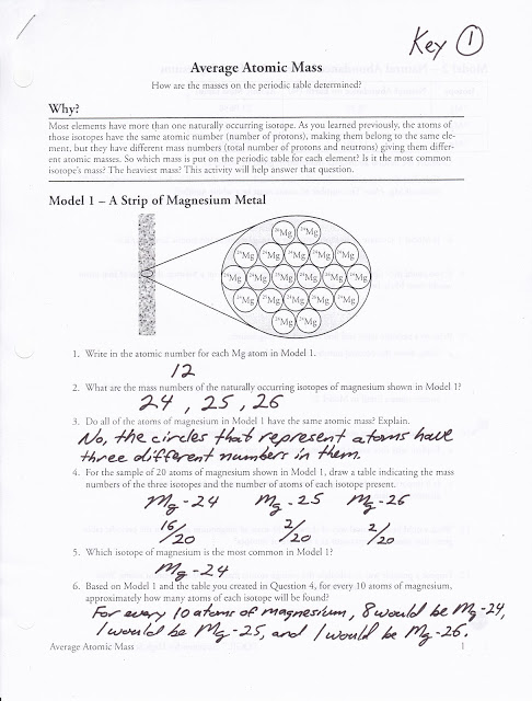 Pogil Answer Key Biology Images, Isotopes And Average Atomic Mass