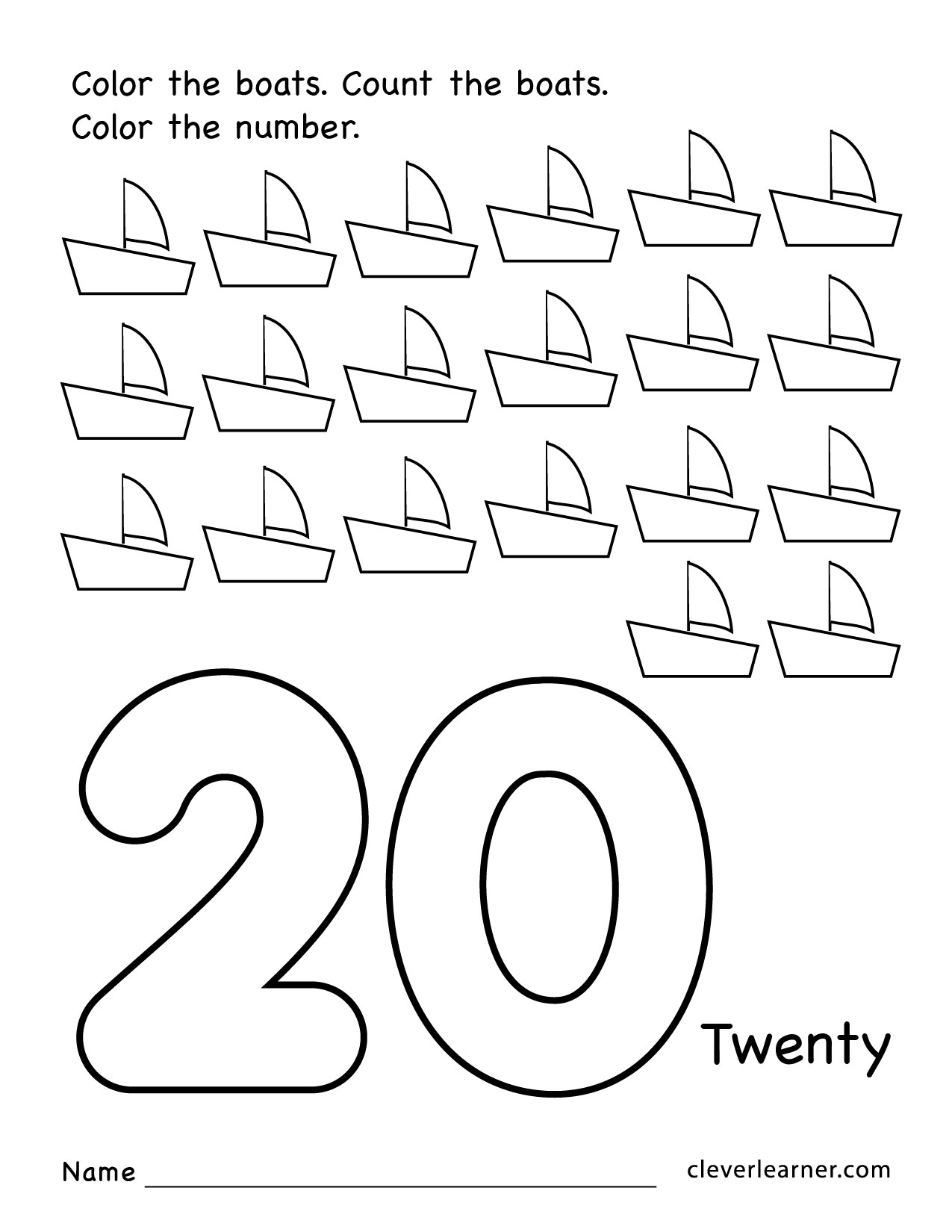 Preschool Number 20 Worksheets 261715