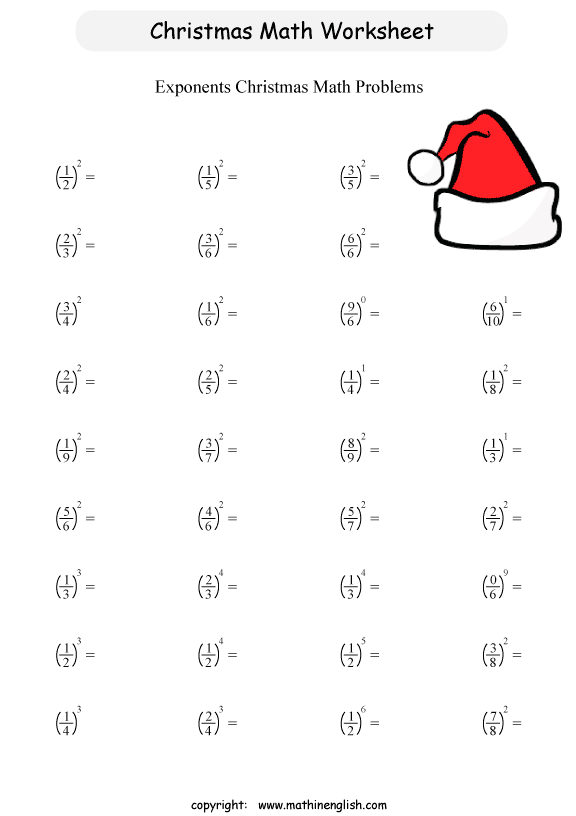 Printable Christmas Math Worksheet For Grade 6 Students