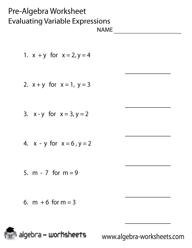 Printable Pre Algebra Worksheets  Algebra  Alistairtheoptimist