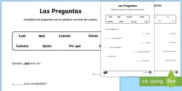 Question Words Worksheet   Activity Sheet