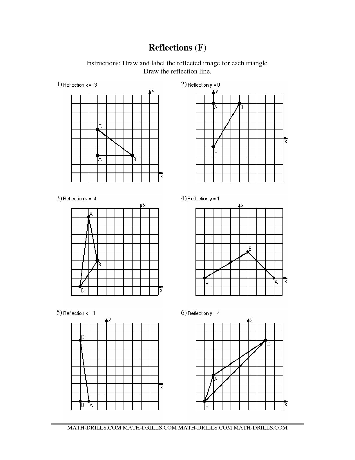 Reflection Geometry Worksheets