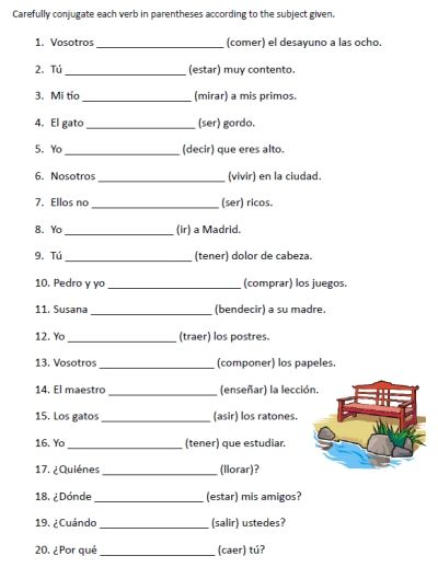 Regular Verbs Worksheet Spanish  1174534