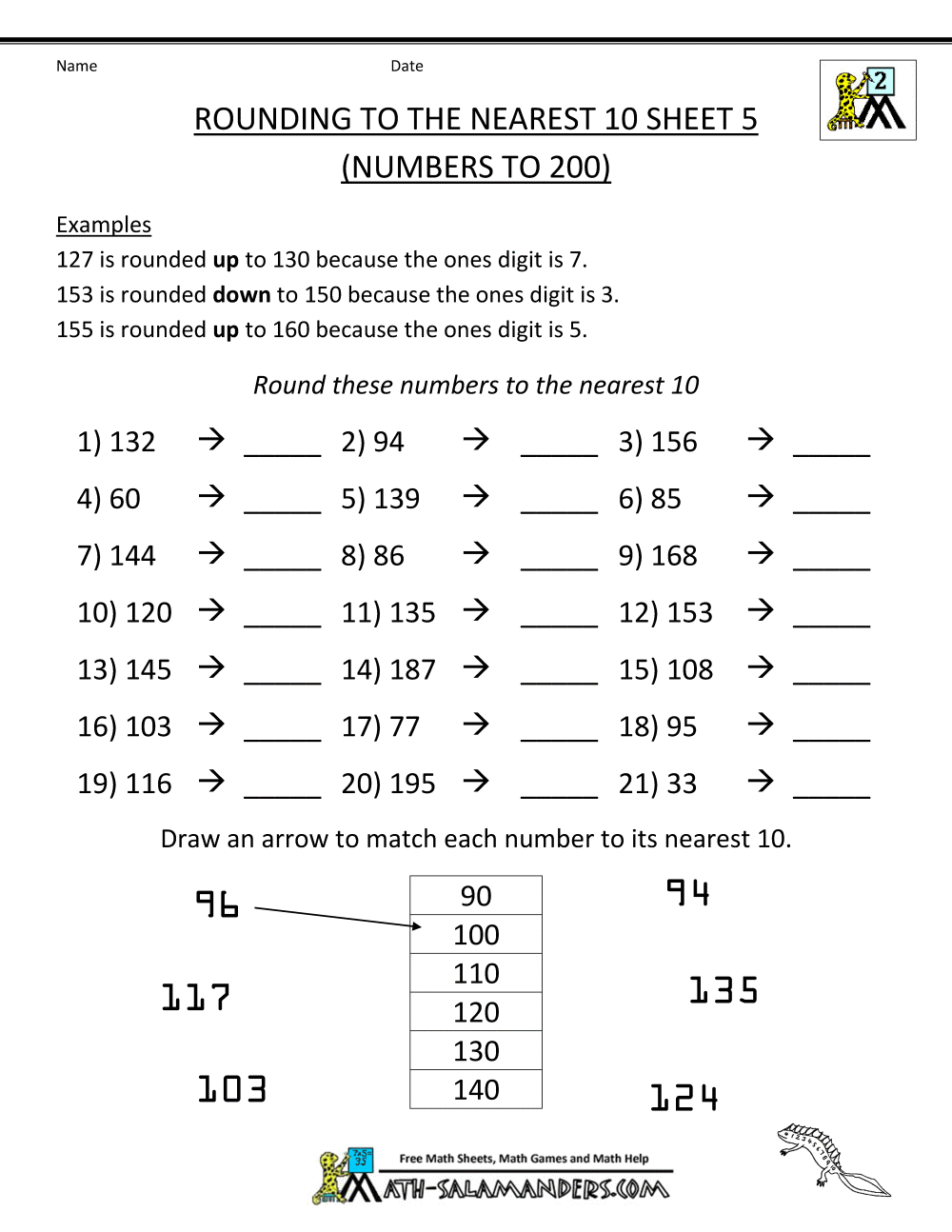 Rounding Worksheets To The Nearest 10, Rounding Numbers Worksheet