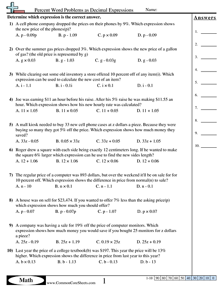 Simple Algebra Word Problems Worksheets The Best Worksheets Image