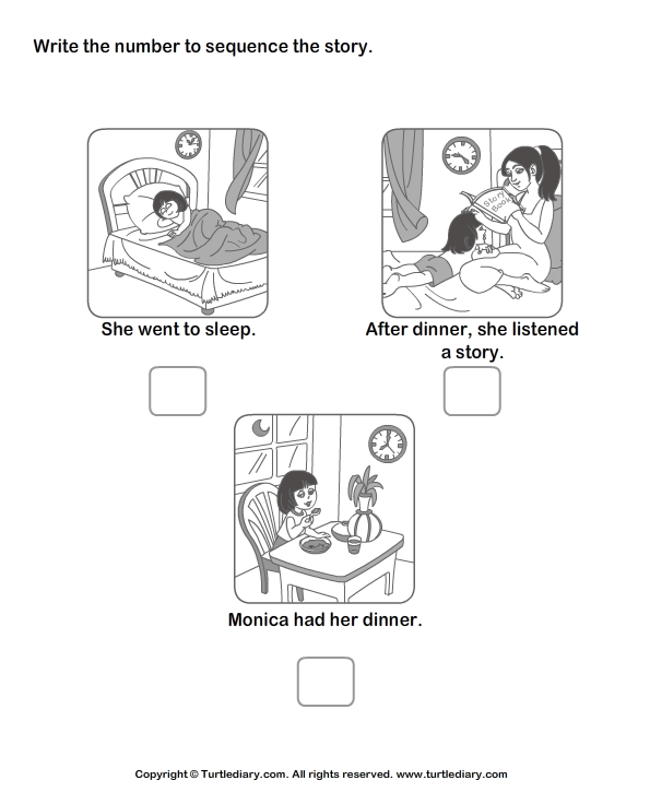 Story Sequencing Night Routine Of Monica Worksheet