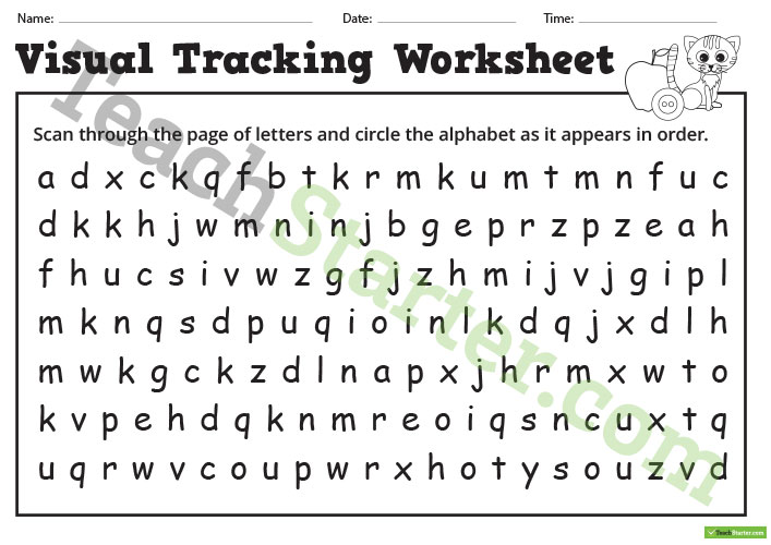 Number And Letter Visual Tracking Worksheets Teaching Resource
