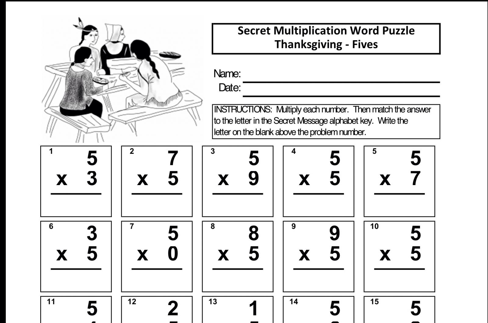 Thanksgiving Multiplication Worksheets 3rd Grade  519451