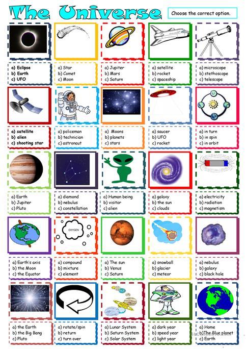 The Universe Space Vocabulary Worksheet