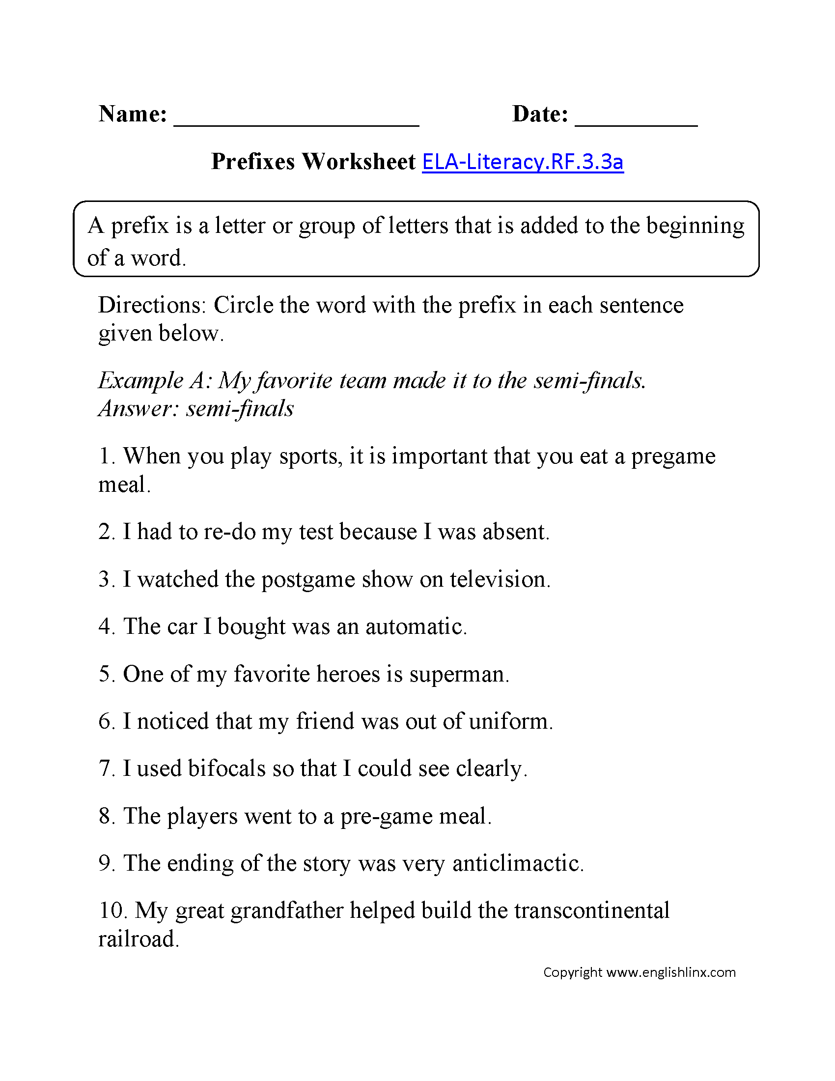 Third Grade English Worksheets  969927