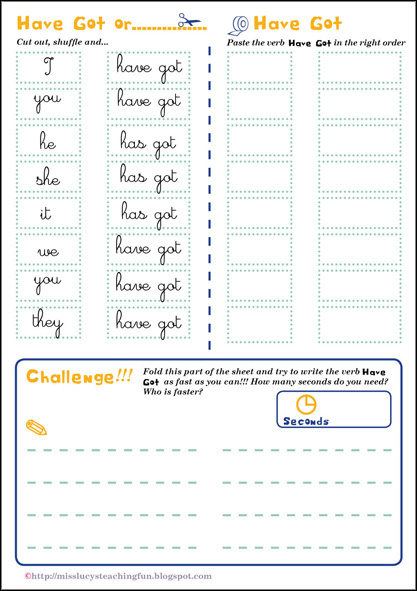 Miss Lucy's Teaching Fun  To Be And Have Got  Worksheets For Children