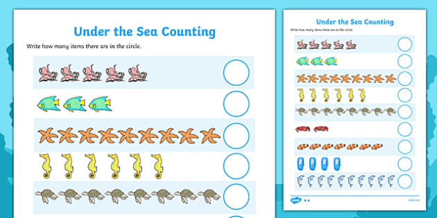 Under The Sea Counting Worksheet   Activity Sheet