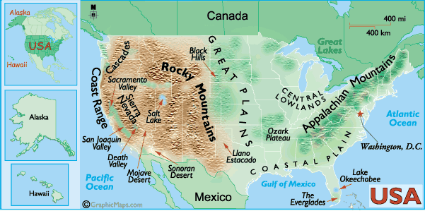 United States Landforms Map