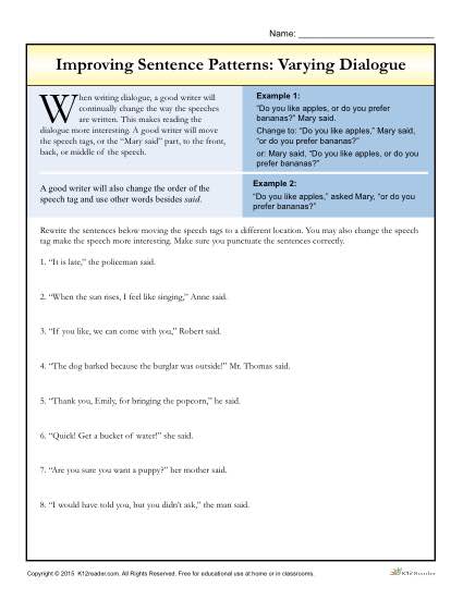 Varying Sentence Structure Worksheet The Best Worksheets Image