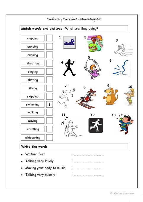 Vocabulary Matching Worksheet