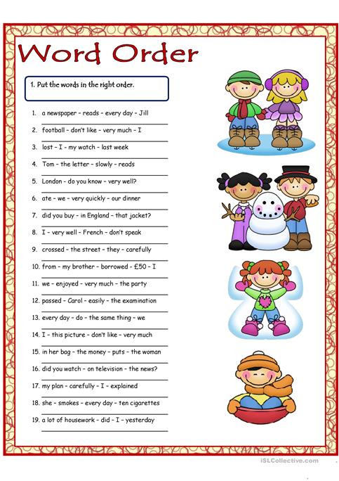 Word Order 1 Worksheet