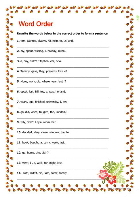 Word Order Worksheet