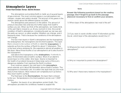 Worksheets  Layers Of The Atmosphere Worksheet Answers Key