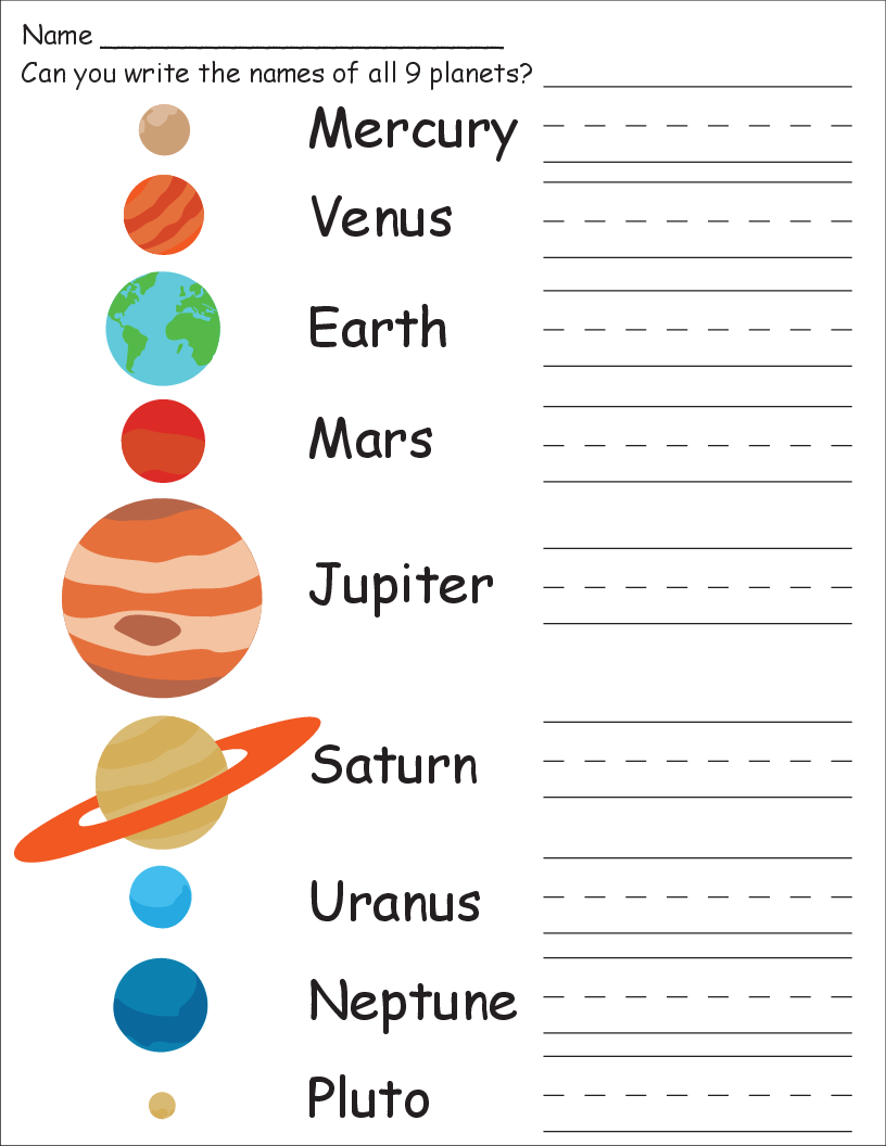 Worksheets On Planets For Kindergarten  999127
