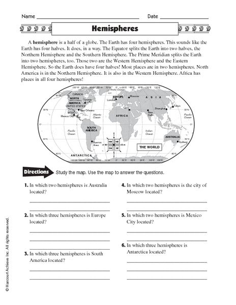 Image Result For Hemisphere Worksheets 6th Grade