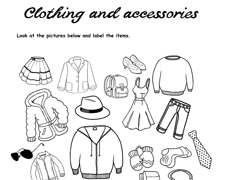 Clothing And Accessories Vocabulary Labeling Worksheet