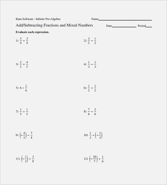 Fraction Worksheets Grade 7 â Dailypoll Co