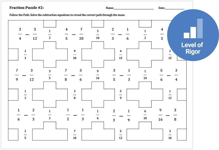 Fraction Mazes   Puzzles At 3 Different Levels Of Rigor