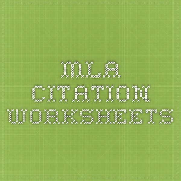 Mla Citation Worksheets  Great Fill