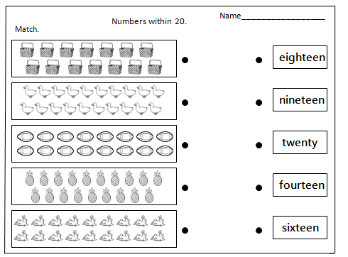 number words 11 15 worksheets
