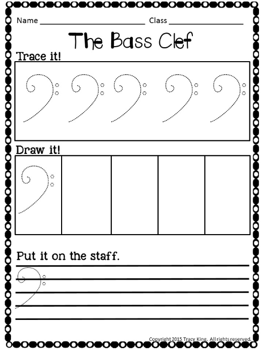 Trace Treble Clef Worksheet Worksheets