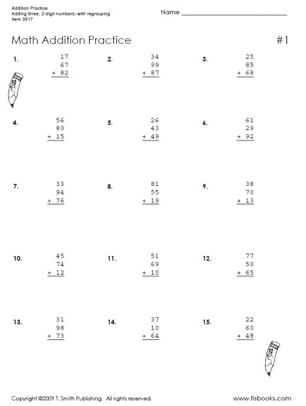Adding Two Digit Numbers With Regrouping Worksheets Worksheets For