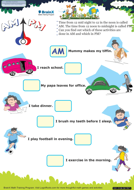 Ampm Math Worksheet For Grade 1