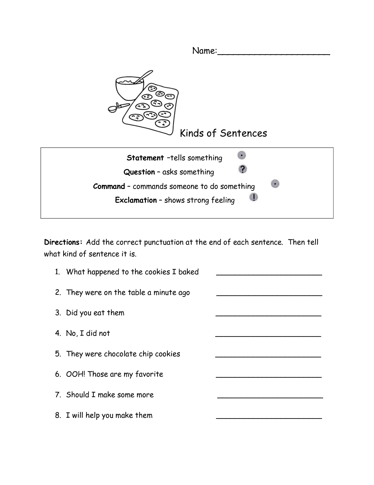 Printables Of Kinds Of Sentences Worksheets Third Grade