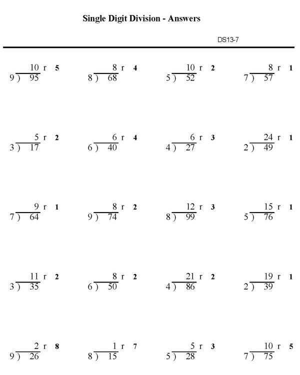 Bluebonkers   Division Worksheets