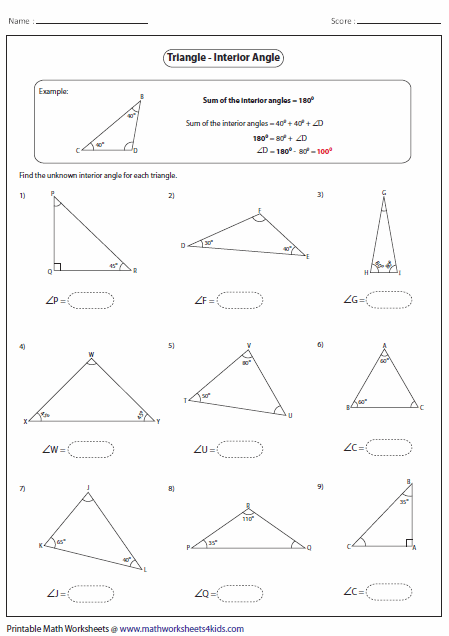 Exterior Angle Of Triangle Worksheet Worksheets For All