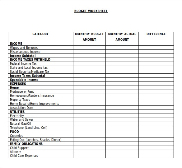 20+ Worksheet Templates Free Download Ms Word 2010 Format