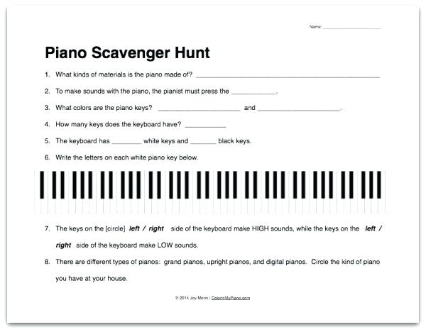 Beginner Piano Worksheets Printable Free