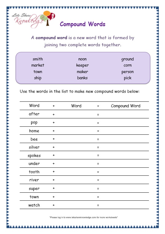 Grade 3 Grammar Topic 20  Compound Words Worksheets