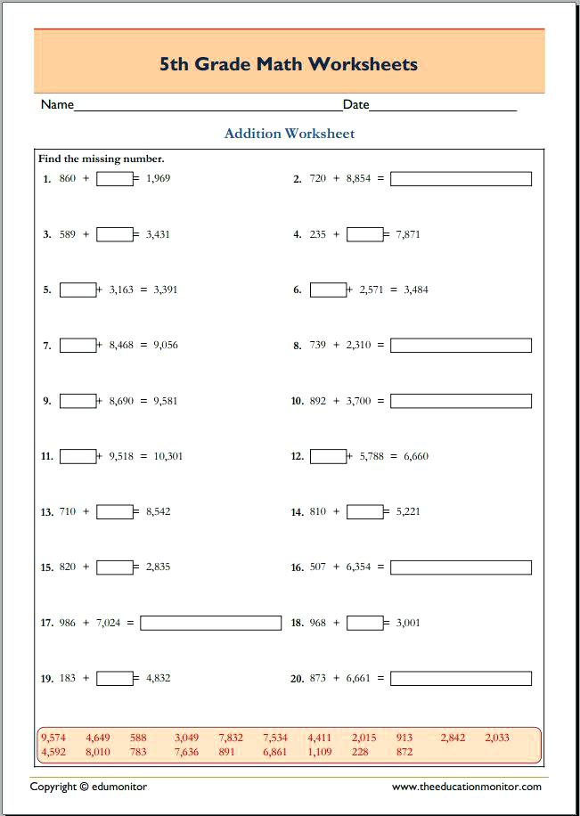 Math Worksheets Grade For All Download Free 5th Data Rounding