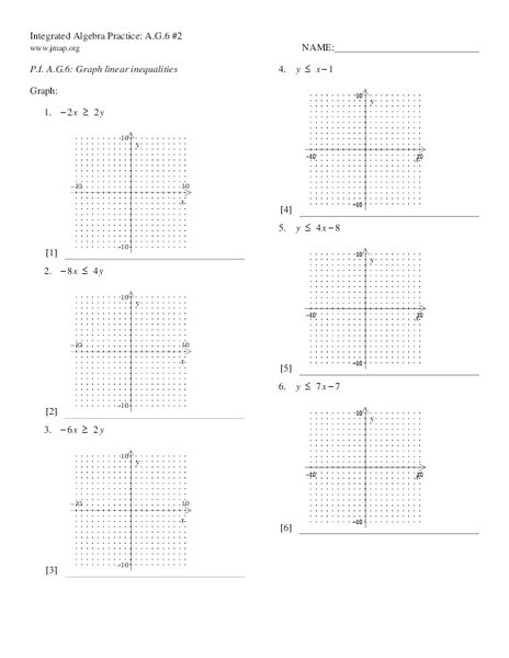 Free Math Worksheets Graphing Linear Inequalities