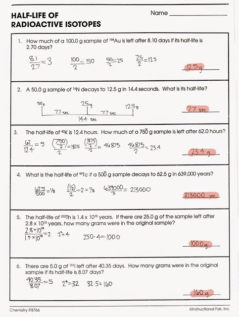 Half Life Problems Worksheet And Answers Worksheets For All