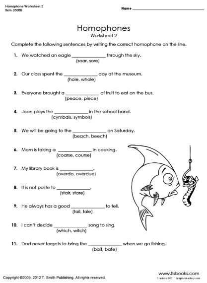 Homophones Worksheet 3rd Grade Worksheets For All