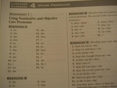 Language Handbook Worksheets Answer Key Fifth Course