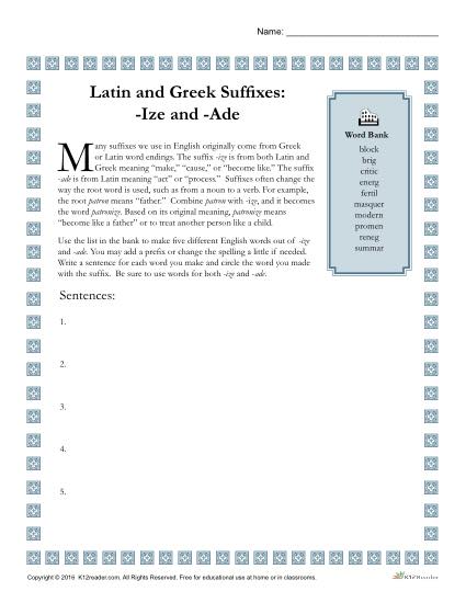 Greek And Latin Suffixes