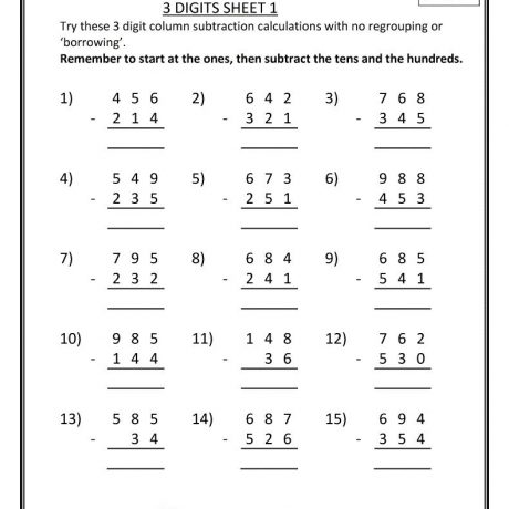 Math Worksheets Primary 3