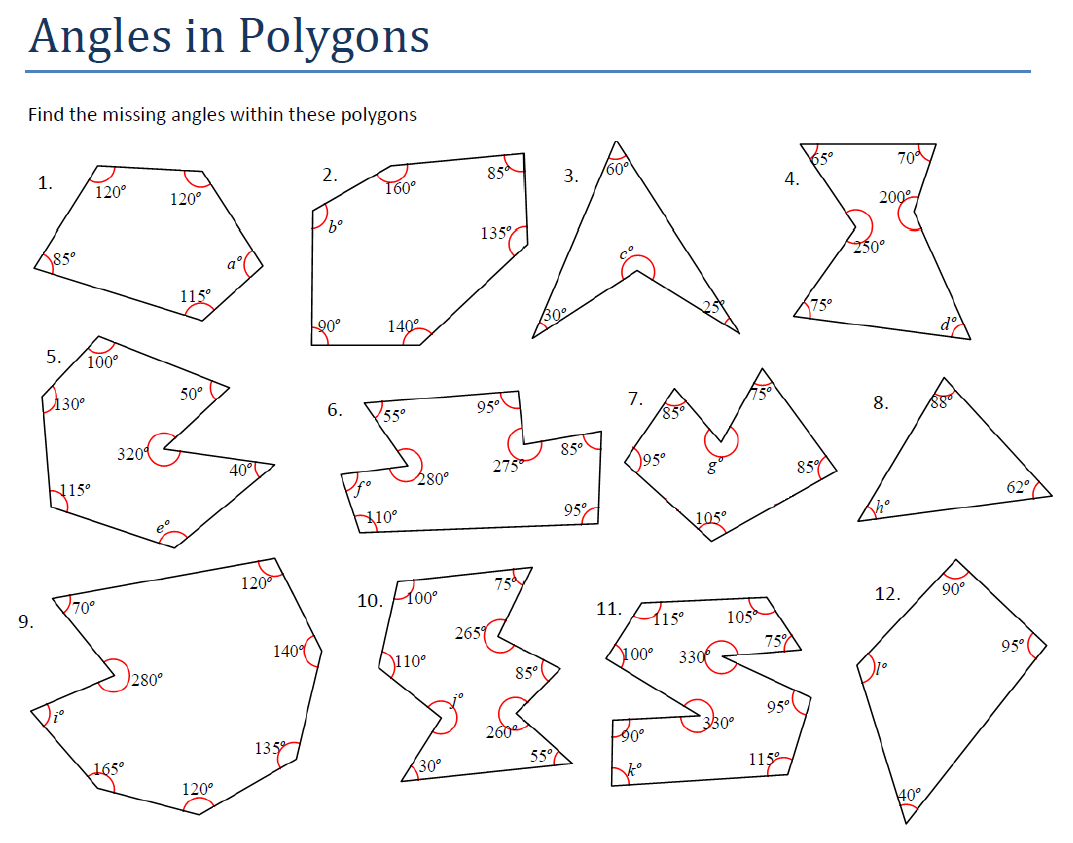 Worksheet On Calculating Angles Free Worksheets Samples